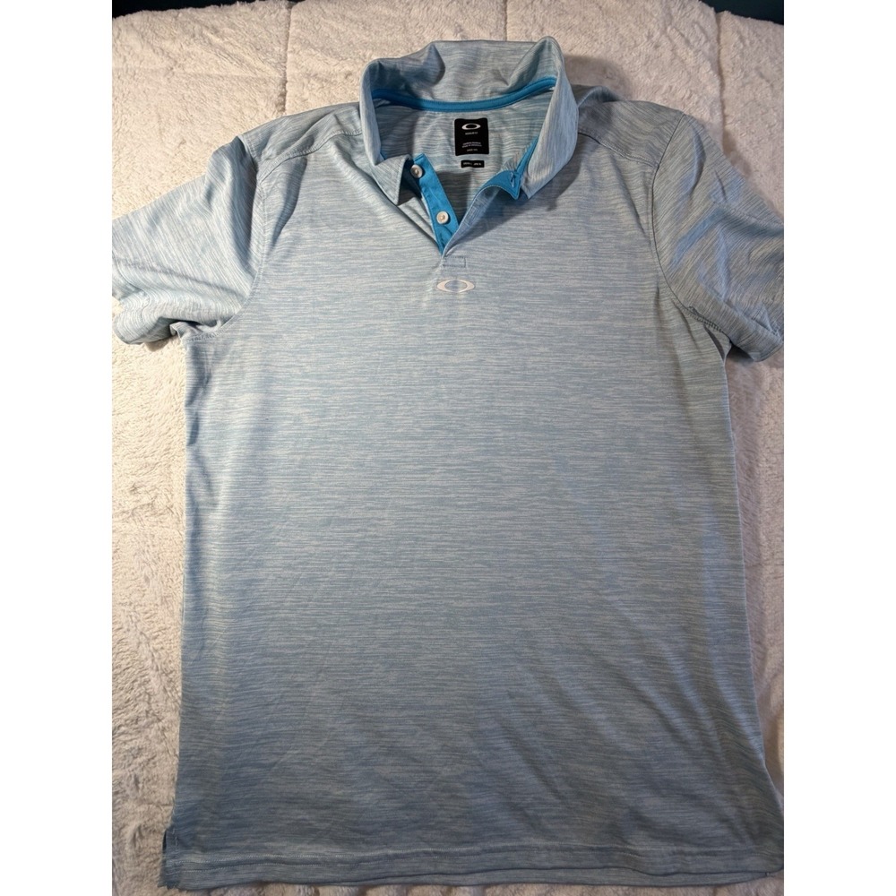 Oakley Shirt Men's Size Large Blue White, Short Sleeve, Polo Shirt, Regular Fit‎
